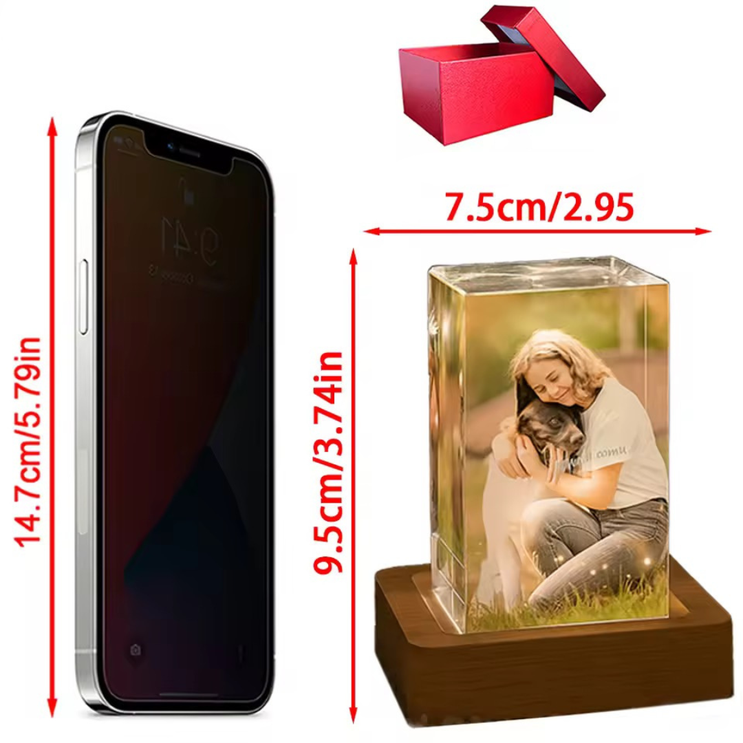 Lámpara de Cristal Personalizada-Regalo único con tu foto